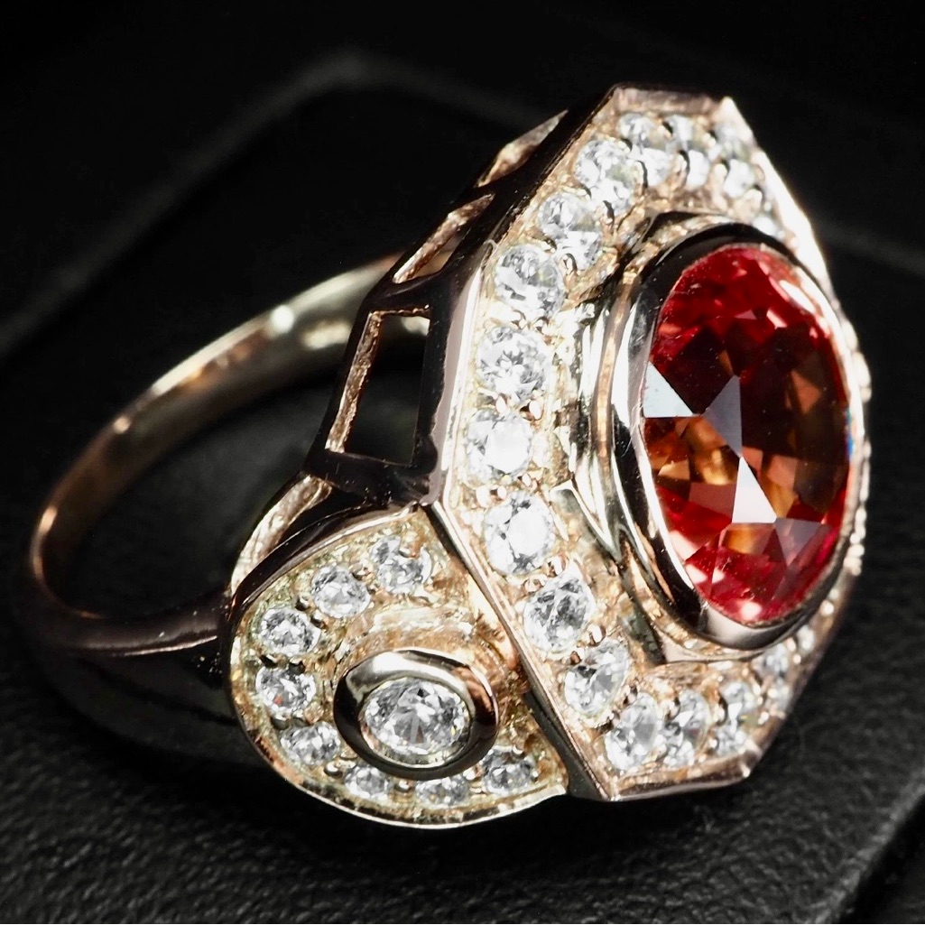 59ct Sunburst Sapphire Silver 14k Electroplated Rose Gold On 925 Silver Ring 229$